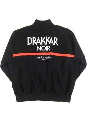 Drakkar Noir logo Guy  Black Wind Jacket with White Logo and Red Stripe